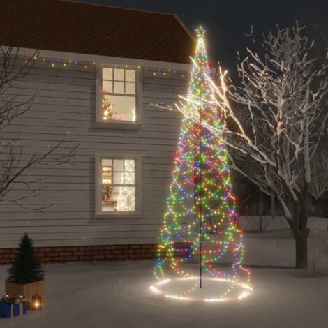 LED-Weihnachtsbaum mit Metallstange 1400 LEDs Mehrfarbig 5 m
