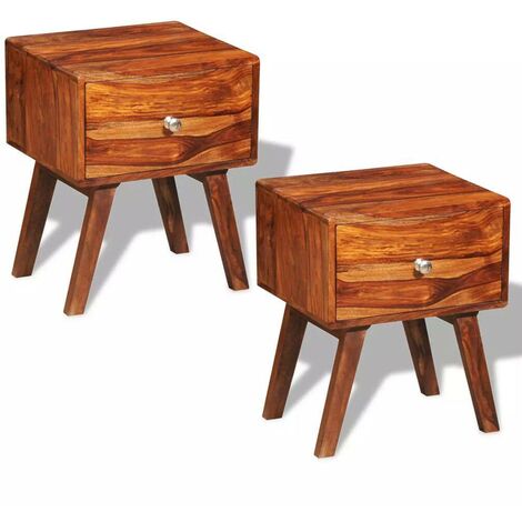 Topdeal Nachttisch 2 Stk. mit 1 Schublade 55 cm Massivholz 15875