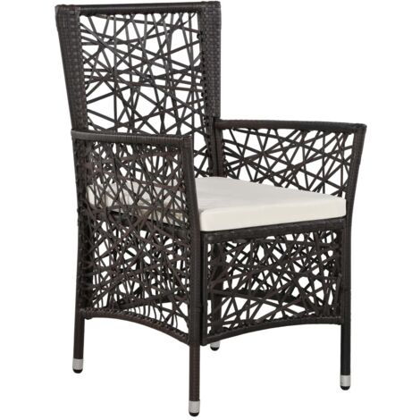 Gartenstühle 2 Stk. mit Auflagen Poly Rattan Braun