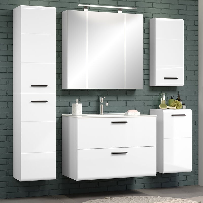 Badezimmer Spiegelschrank mit 3D Funktion in weiß RAVENNA-19, B/H/T: ca.  80/75/16 cm