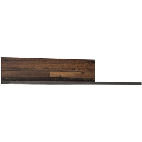 Wandboard im modernen Industrial Design NELSON-129 in grau mit Holz Nb., dekoratives Jugendzimmer Wandregal, B/H/T ca. 120/22,2/22 cm (1/5)