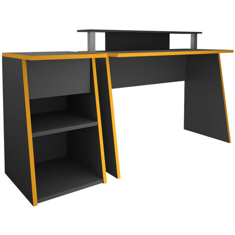 Jugendzimmer Set, Gaming Schreibtisch mit Regal in anthrazit ZADAR-10, B/H/T ca. 150/117/50 cm (1/5)
