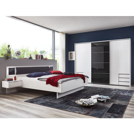 Schlafzimmer Set 2-teilig VIESTE-43 mit Bett 160x200 in weiß mit graphit (1/5)