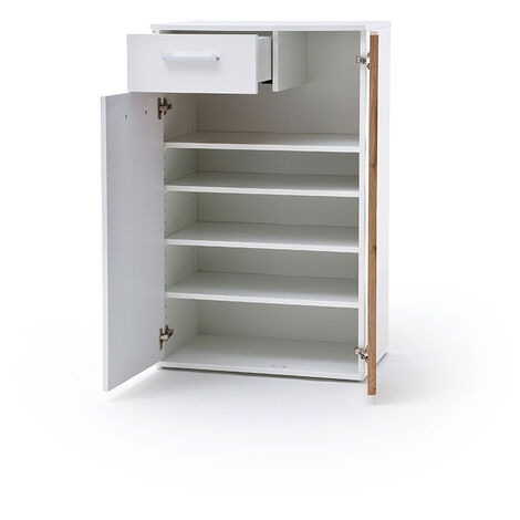 Garderoben-Set 100cm Mit Spiegel & Schuhschrank - Flurschrank Weiß/Holz