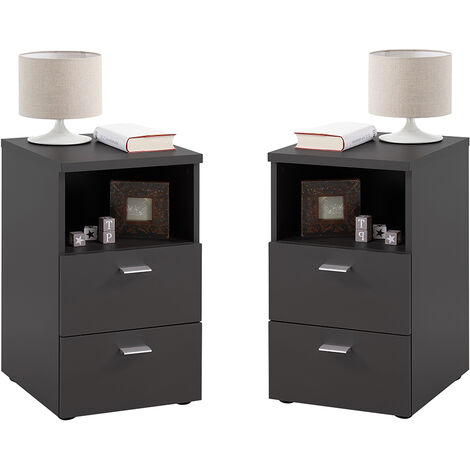 Nachttisch, 2er Set, in schwarz, CERNA-10, auch für Boxspringbetten geeignet, B/H/T je ca. 35/61,5/39,9 cm