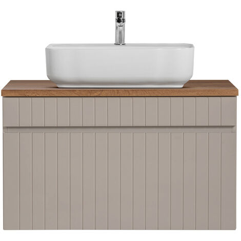 Waschtisch Unterschrank 80 cm Waschbecken Keramik IRAKLIO-56-CASHMERE Kaschmir Eiche Nb. B/H/T ca. 80,4/62,5/46 cm (1/5)