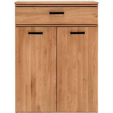 GROF Weißer Eckschrank Aus Eiche – Platzsparender Kommodenschrank Mit Regal, Fertig Montiert
