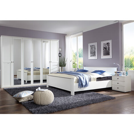 Schlafzimmer Set 4-teilig CROPANI-43 mit Bett 160x200 in weiß (1/5)