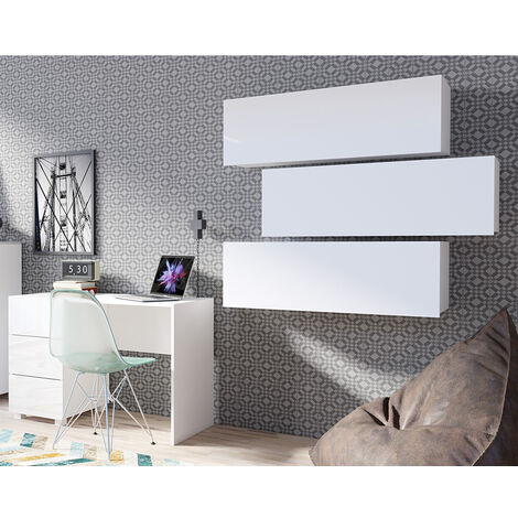 Büro Möbel Set in weiß Hochglanz CAIRNS-132, B/H/T ca. 245/200/50 cm (1/3)