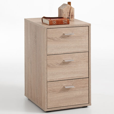 Walker Edison Hazel Nachttisch Mit 3 Schubladen – Farmhouse Stil, 63 Cm Hoch, Grau, Mit Halbmondgriffen