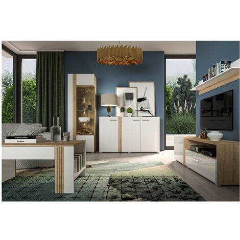 Wohnwand ALFA II - Schwarz/Weiß Modern Für Wohnzimmer, TV-Möbel