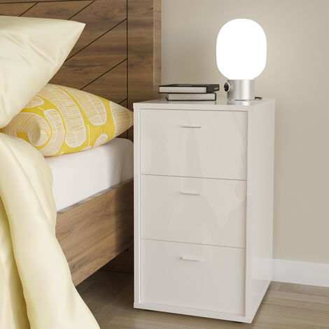 Forte EDMORE Kommode 40 - Moderner Nachttisch Mit 3 Schubladen, Weiß, 41,8x61,5x32,2cm