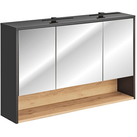 Lomadox Aktenschrank LUGANO-01 Büro 120 cm hoch n Grapht mt Navarra Eche Nb., : 80/120/40 cm
