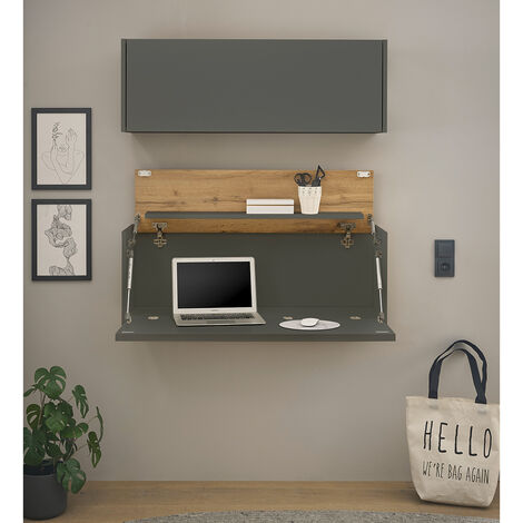 Homeoffice Set anthrazit mit Eiche CRISP-61 modern 2-teilig mit Hängesekretär (1/5)