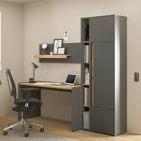 Büromöbel Set anthrazit mit Eiche CRISP-61 modern 3-teilig mit Schreibtisch (1/5)