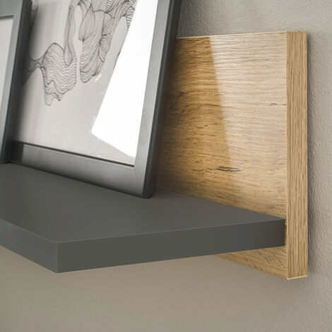 Wandregal, 100cm breit, Eiche mit anthrazit, CRISP61