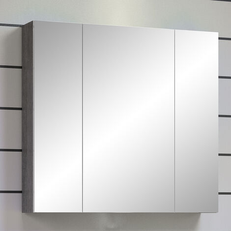 Badezimmer Waschplatz Set inkl. LED Beleuchtung in Rauchsilber mit weiß  Hochglanz RAVENNA-16, B/H/T
