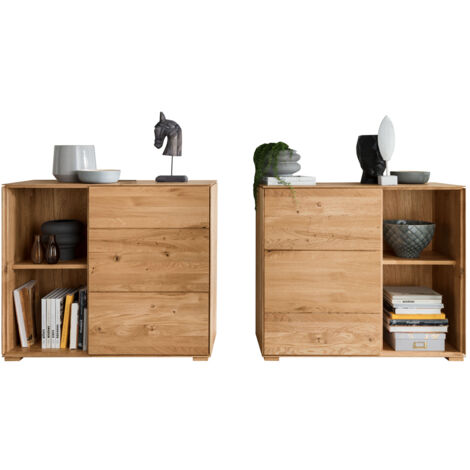 Sideboard 98cm, 2er Set, stehend oder hängend, Wildeiche massiv geölt, WYNDHAM-69 (1/4)