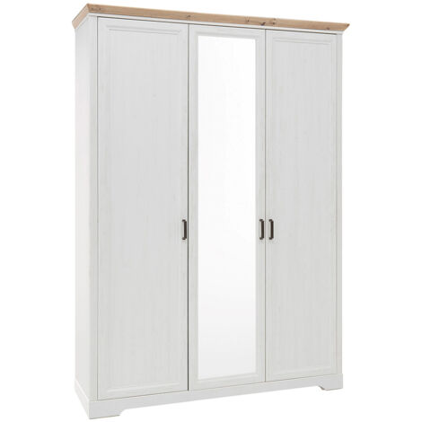 Kleiderschrank 3-türig 164 cm breit Pinie weiß mit Eiche JÜLICH-77 (1/5)