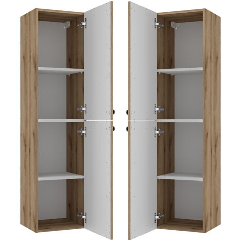 Hochschrank Badezimmer 40 Cm Breit VIDAGO-03 In Wotan Eiche Nb., B/H/T