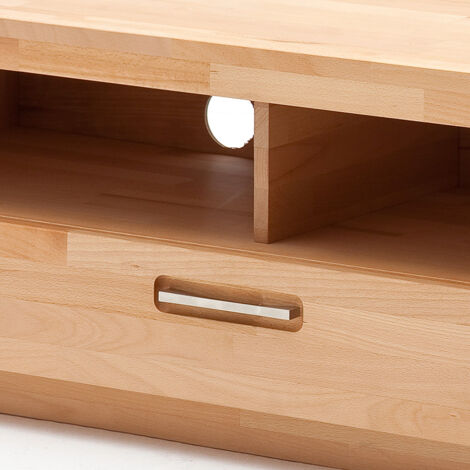 Wohnwand Set Kernbuche Massiv - 5-teilige Echtholz Wohnlandschaft Mit LED