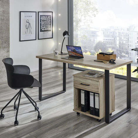 Büromöbel Set 2-teilig HILLSTON-43 mit 120cm Schreibtisch in San Remo Eiche (1/4)