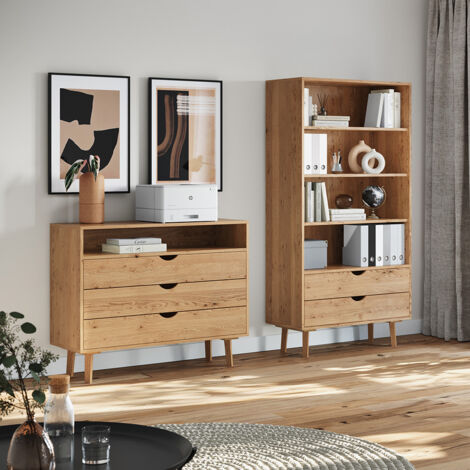 Büromöbel Set 2-teilig Kommode und Regal Eiche massiv SIENA-163 (1/5)