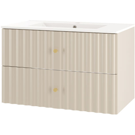 Waschtischunterschrank mit Waschbecken 80 cm breit in kaschmir AQUINO-140 (1/5)