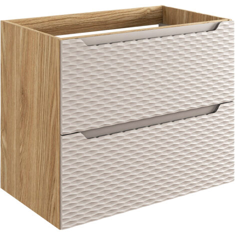 Waschtischunterschrank 70cm in Eiche mit beige OLUO-56-BEIGE (1/5)