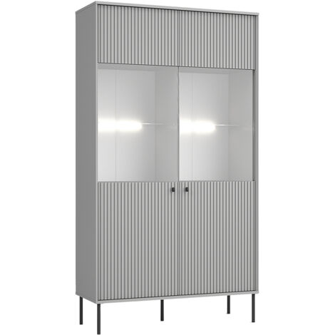Vitrine in grau mit gerillter Front IPSWICH-166 (1/4)
