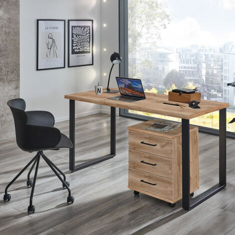 Büromöbel Set 2-teilig HILLSTON-43 mit 120cm Schreibtisch in Plankeneiche (1/3)