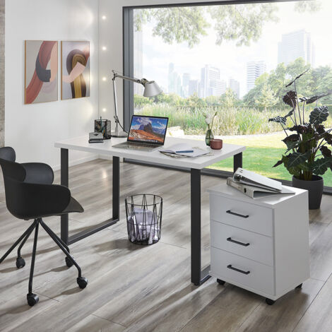 Büromöbel Set 2-teilig HILLSTON-43 mit 120cm Schreibtisch in weiß (1/4)