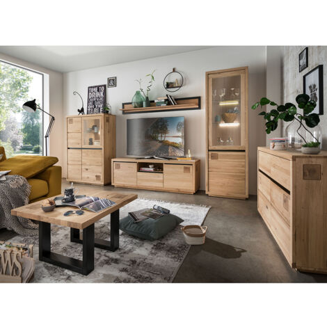 Wohnzimmer Komplett Set 6-teilig modern in massiver Eiche WINCHESTER-69 (1/5)