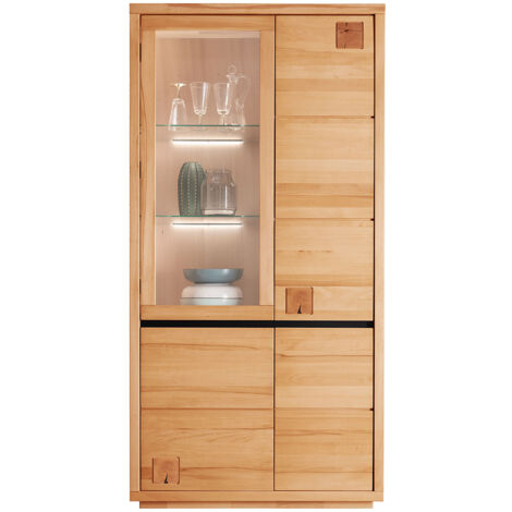 Vitrine 103 cm breit modern in massiver Buche geölt WINCHESTER-69 (1/5)