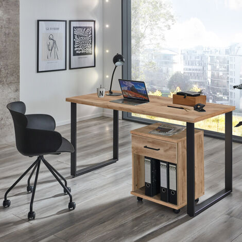 Büromöbel Set 2-teilig HILLSTON-43 mit 120cm Schreibtisch in Plankeneiche (1/3)