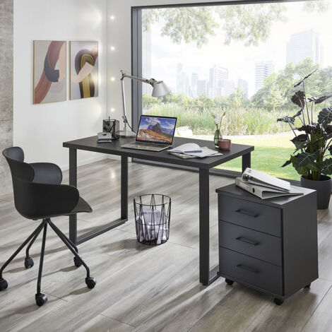 Büromöbel Set 2-teilig HILLSTON-43 mit 120cm Schreibtisch in graphit (1/4)