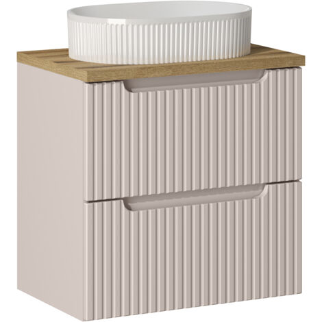 Waschtisch 60cm mit Keramikwaschbecken, kaschmir und Eiche, NEWPORT-56-CASHMERE (1/5)