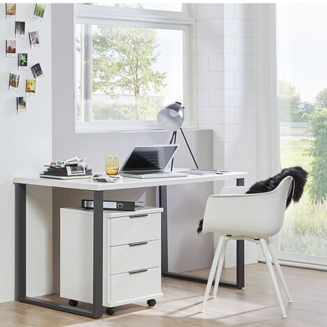 Jugendzimmer-Set 2-teilig in weiß, mit Schreibtisch, Metallkufen, Rollcontainer NOLI-43 (1/3)