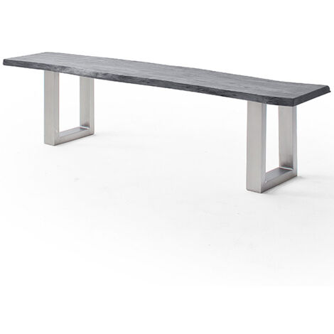 Esszimmer Sitzbank mit 200 cm Breite, Akazie massiv, grau sandgestrahlt - COSENZA-06 (1/3)