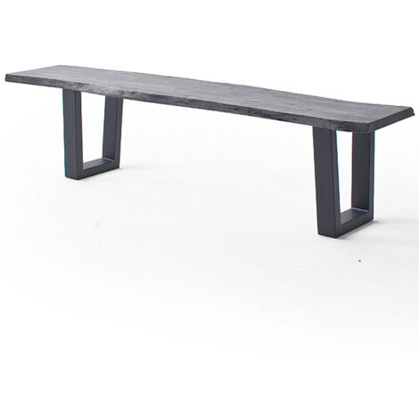 Esszimmer Sitzbank mit 180 cm Breite, Akazie massiv, grau sandgestrahlt - COSENZA-06 (1/3)