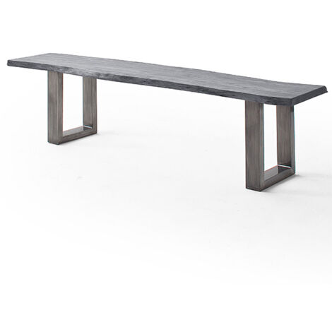 Esszimmer Sitzbank mit 180 cm Breite, Akazie massiv, grau sandgestrahlt - COSENZA-06 (1/3)
