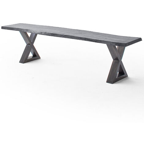 Esszimmer Sitzbank mit 160 cm Breite, Akazie massiv, grau sandgestrahlt - COSENZA-06 (1/3)