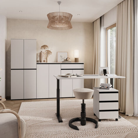 Büromöbel Set 5-teilig BETHANY-01 mit Schreibtisch 120x80cm, kaschmir (1/5)