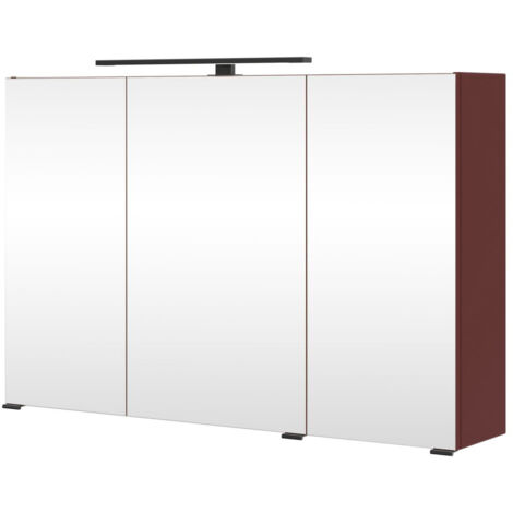 Badezimmer 3D-Spiegelschrank 100 cm Breite in rot, mit LED-Aufbauleuchte - ATELLA-03 (1/5)