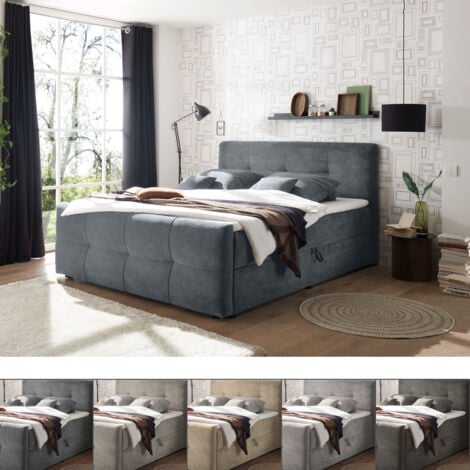 Polsterbett mit Bettkasten 180×200 cm WINDSOR-09, Hotelbett in silber