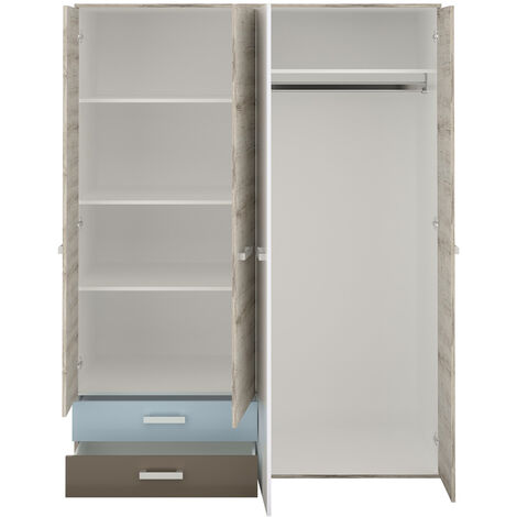 Lomadox Jugendzimmer Kommode Sandeiche/Weiß - Highboard 116cm