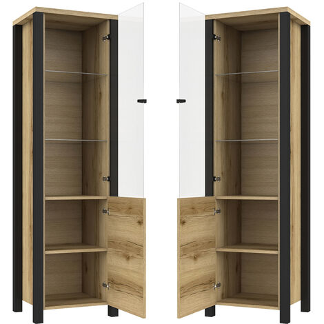 Wohn-/Esszimmer Vitrine In Grand Natural Oak Nb. Mit Schwarz Supermatt ...