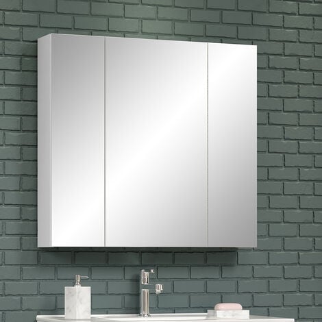 Badezimmer Spiegelschrank mit in weiß 80/75/16 Funktion 3D ca. RAVENNA-19, B/H/T