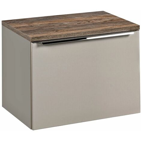Waschtischunterschrank 60cm PUEBLA-56-TAUPE in taupe mit Vintage Oak, B/H/T ca. 60,4/48,5/46 cm