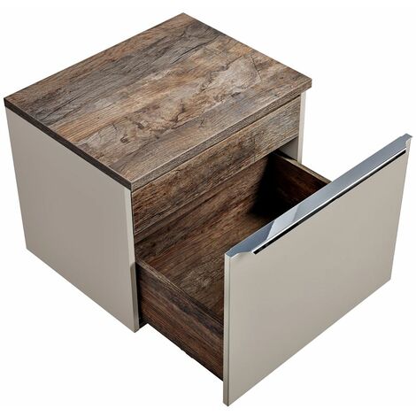 Waschtischunterschrank 60cm PUEBLA-56-TAUPE in taupe mit Vintage Oak, B/H/T ca. 60,4/48,5/46 cm
